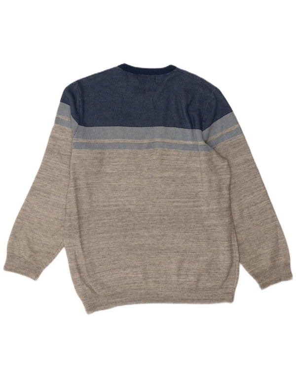 Maglione maglione girocollo da uomo Marks & Spencer grande in cotone color block grigio