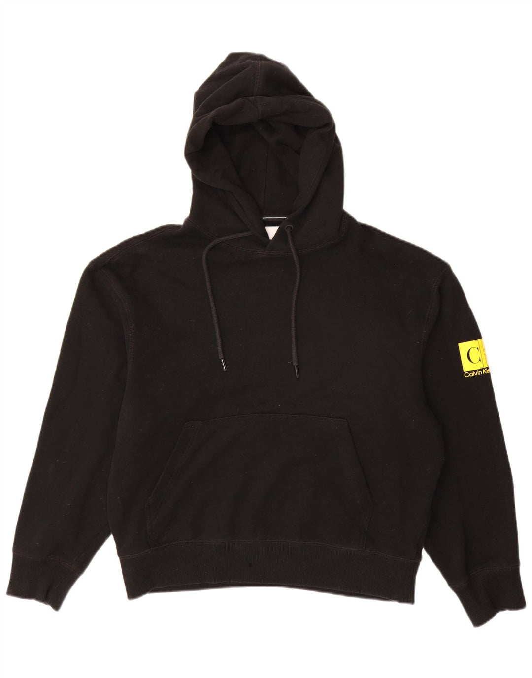 CALVIN KLEIN JEANS Maglione con cappuccio grafico da uomo in cotone nero medio