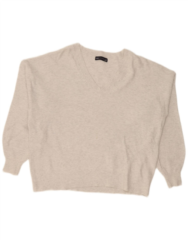 Maglione oversize con scollo a V da donna Marks & Spencer UK 18 XL Grigio