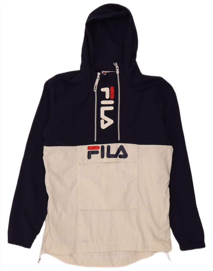 Fila Giacca antipioggia da uomo con cappuccio pullover UK 36 Small Blu Navy Colourblock