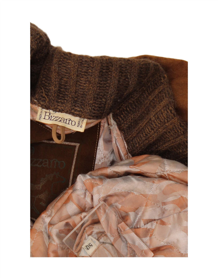 Giacca in pelle scamosciata da uomo Bizzarro IT 50 Large Marrone Colourblock