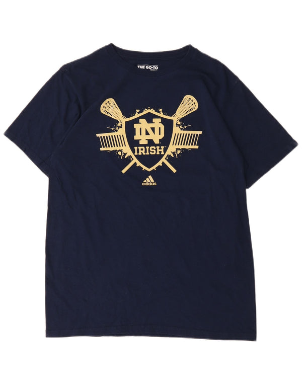 Adidas Uomo Notre Dame Fighting Irish Graphic T-shirt Top Large Blu Navy