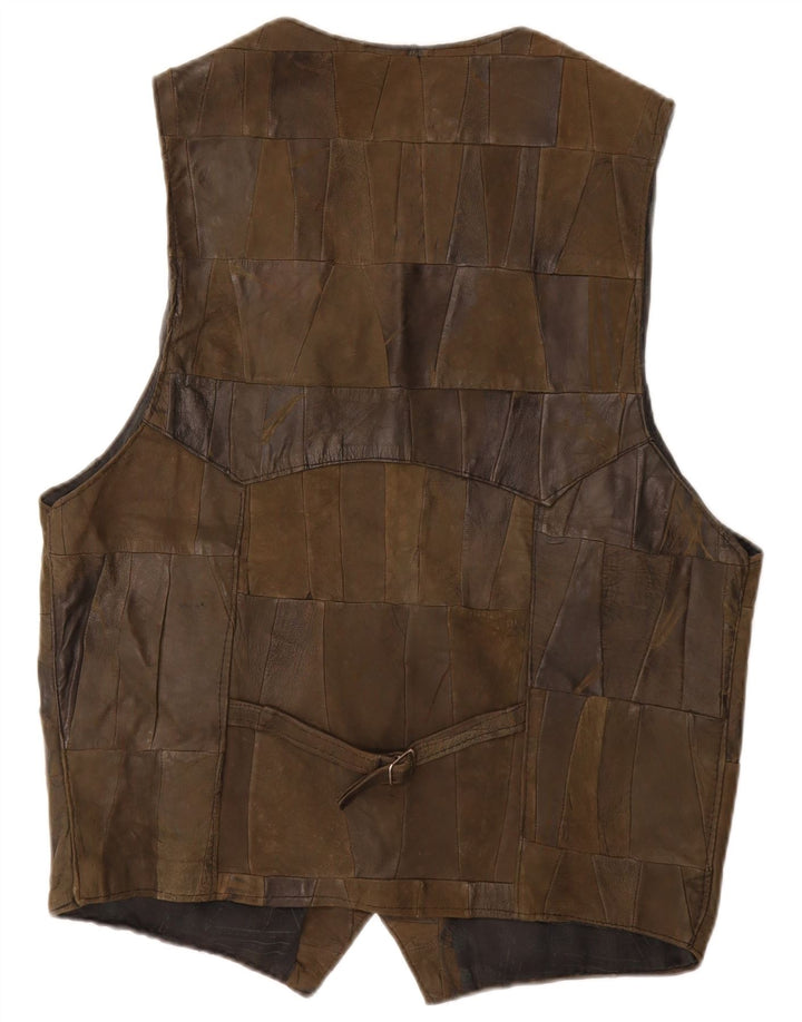 Gilet in pelle da uomo vintage XL patchwork kaki