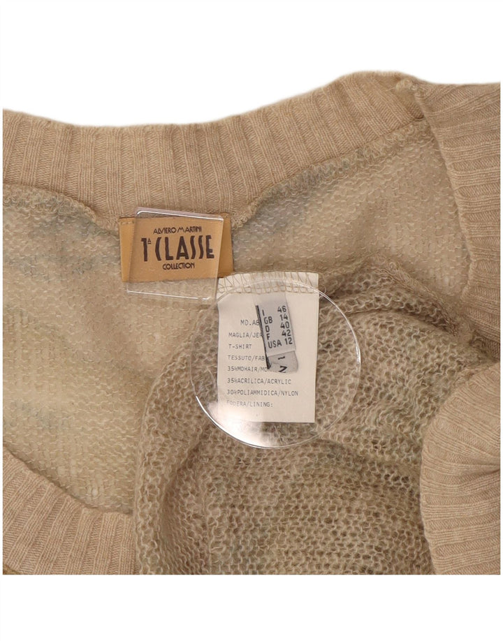 ALVIERO MARTINI Maglione da donna con scollo a barca UK 14 Beige medio