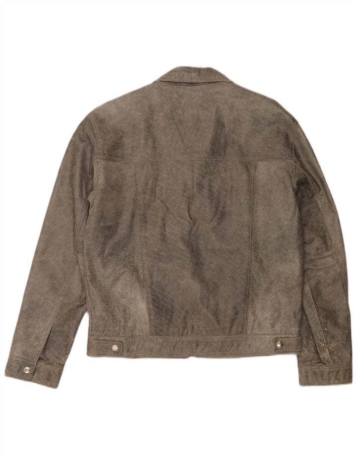 Giubbotto bomber in pelle da uomo vintage UK 38 Grigio medio