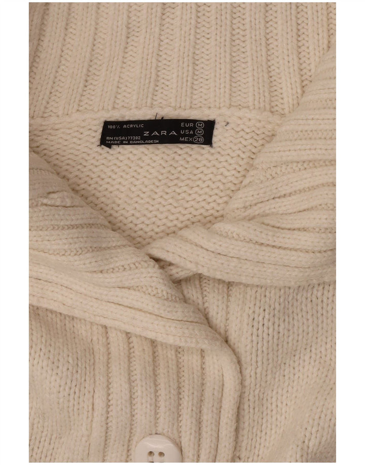 Maglione cardigan da donna Zara UK 14 Acrilico bianco sporco medio