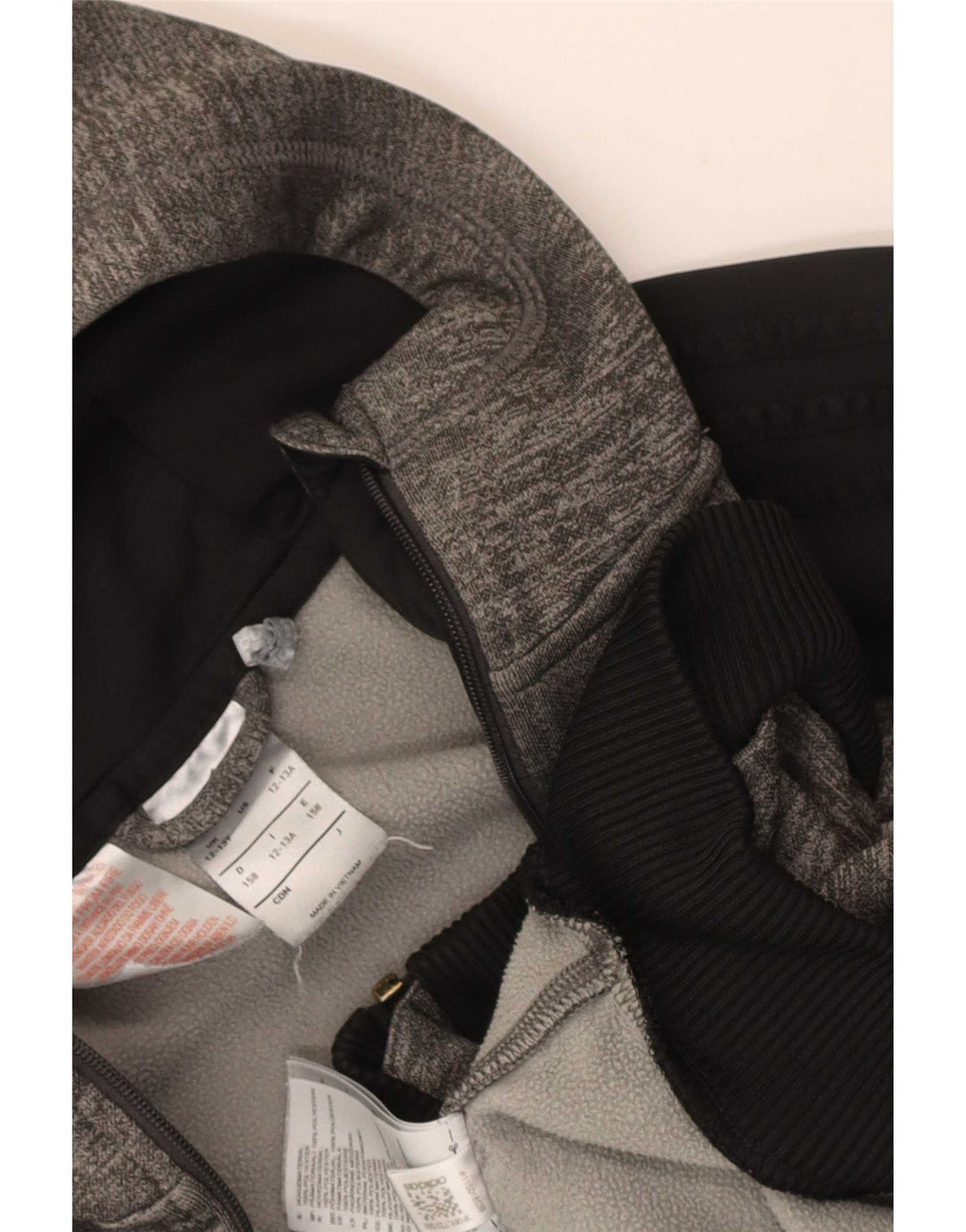 Felpa con cappuccio e zip Adidas da ragazzo 12-13 anni in poliestere color block grigio