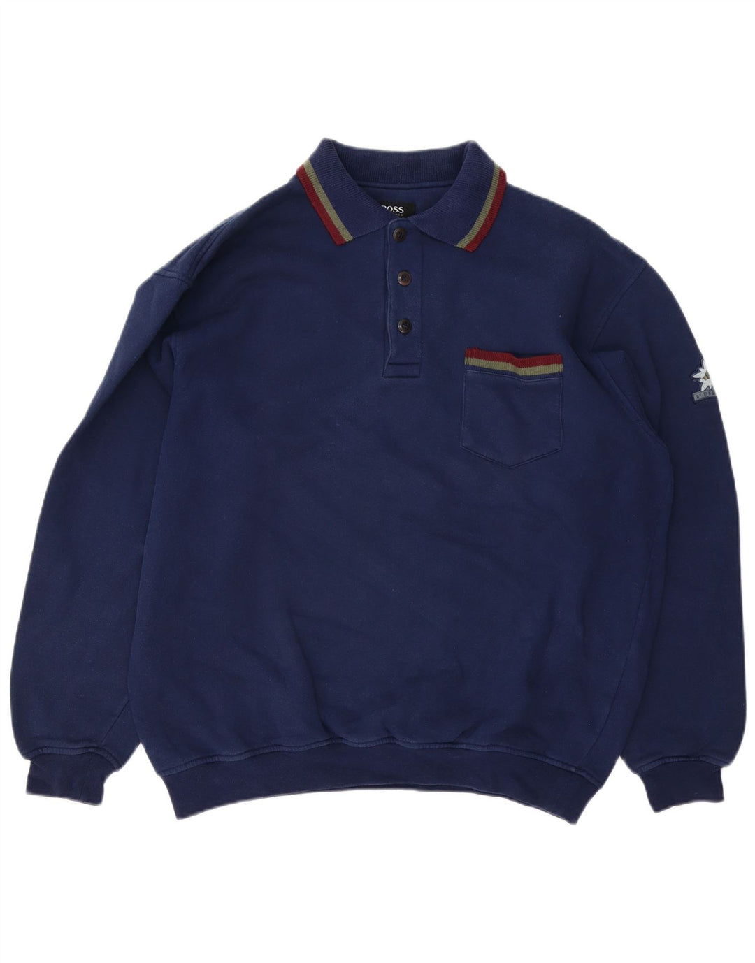 Felpa da uomo Hugo Boss con collo alto, maglione XL, cotone blu navy