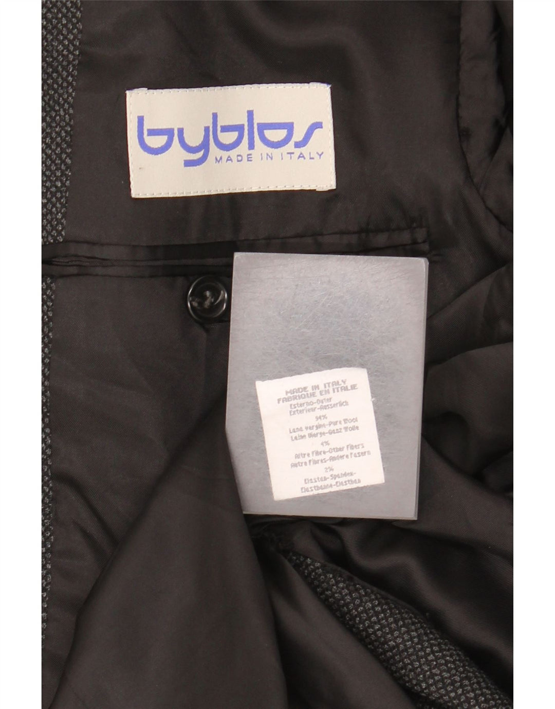 Giacca blazer a 3 bottoni da uomo Byblos EU 48 lana grigio medio
