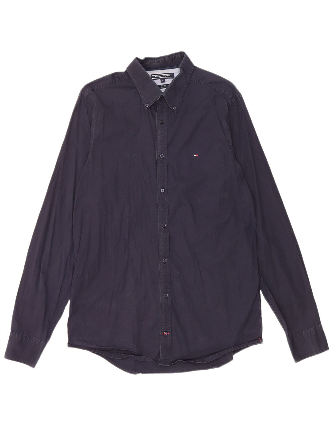 Camicia slim fit da uomo Tommy Hilfiger grande in cotone blu navy