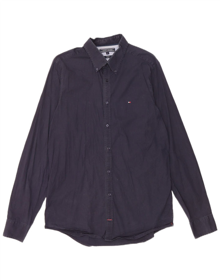 Camicia slim fit da uomo Tommy Hilfiger grande in cotone blu navy