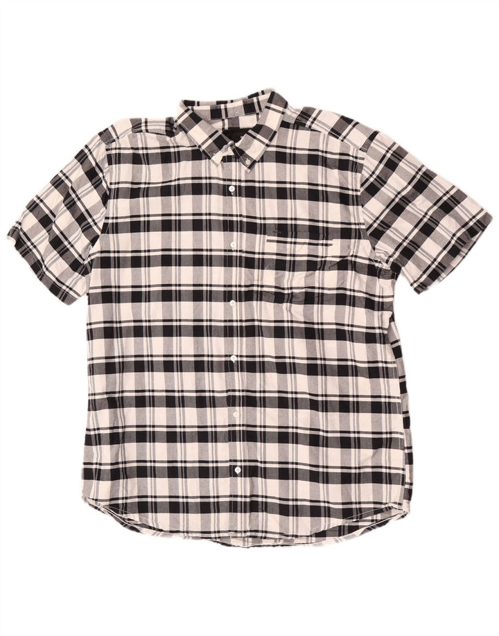 Camicia a maniche corte da uomo Hurley XL in cotone scozzese bianco