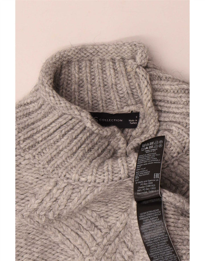 Maglione maglione a collo alto da donna Marks & Spencer UK 10 piccolo grigio