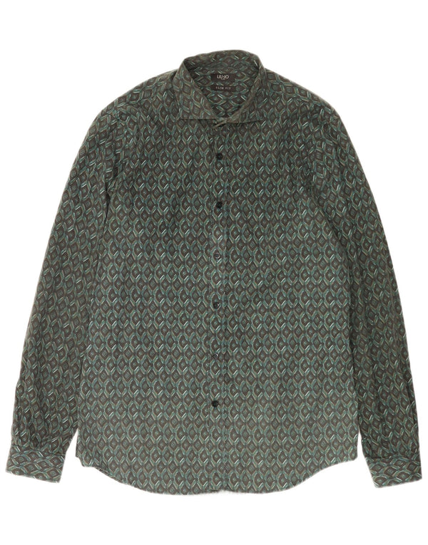 Camicia Liu Jo Uomo Slim Fit 2XL Cotone Geometrico Verde