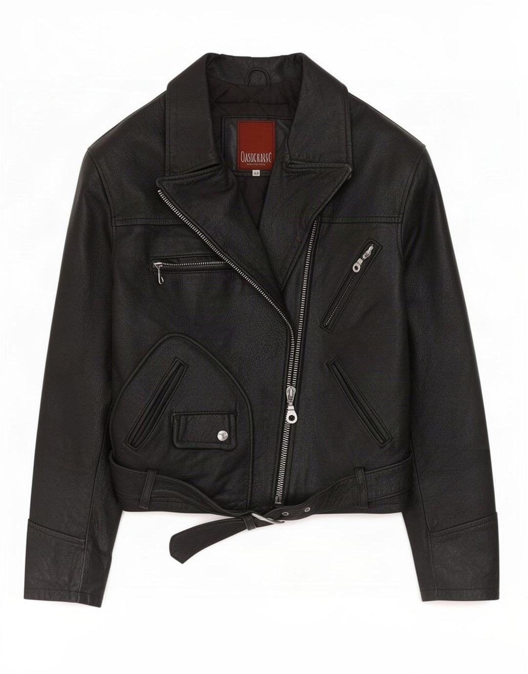 Giacca da motociclista in pelle vintage da donna IT 44 media nera