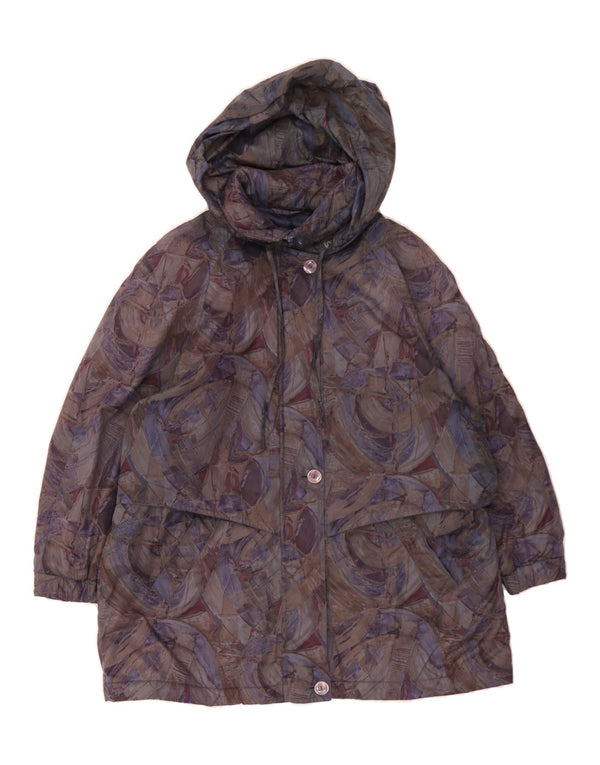 CANDA Womens Abstract Pattern Hooded Windbreaker Coat UK 20 2XL Purple