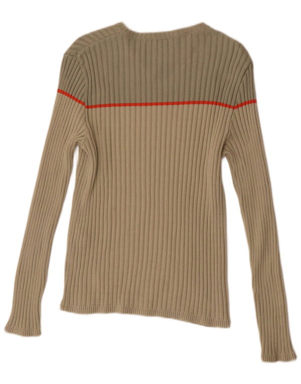 Maglione Zara da uomo con scollo a V in cotone color block beige medio