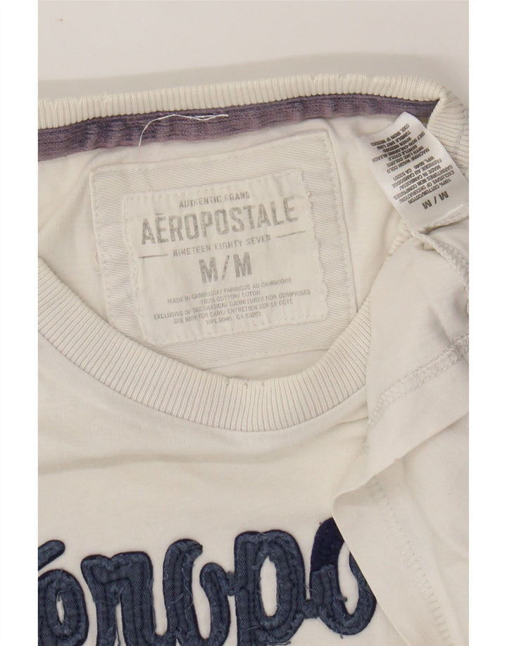 AEROPOSTALE Mens Graphic T-Shirt Top Medium White Cotton