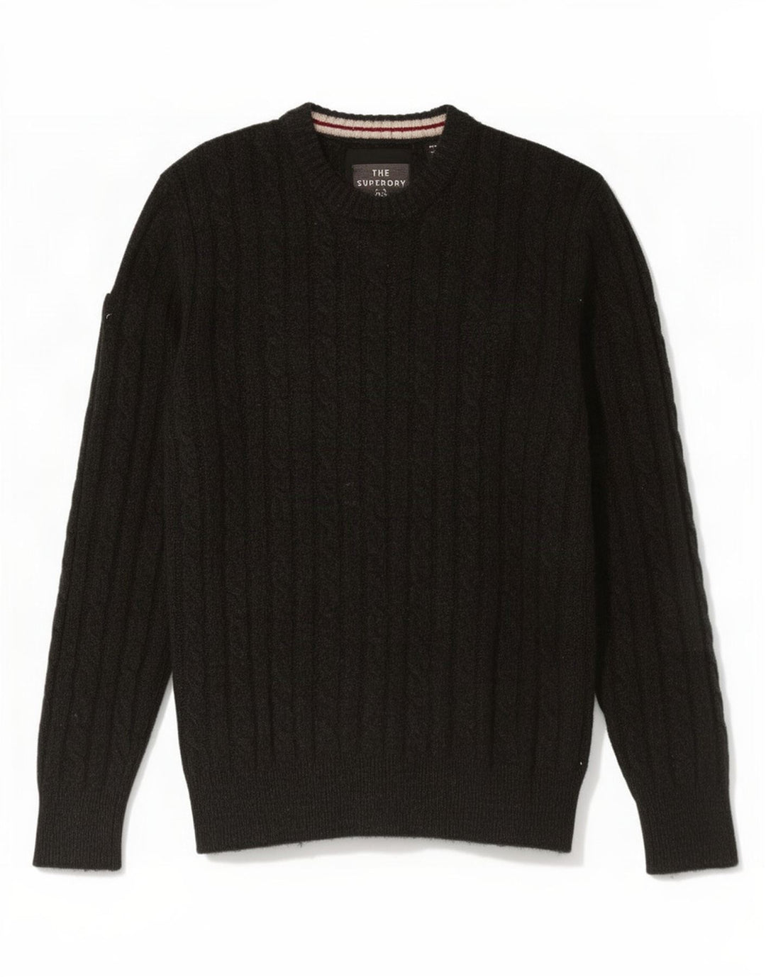 Maglione maglione girocollo da uomo Superdry XL in lana d'agnello nera