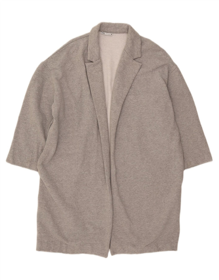 ZARA Womens Oversized Open Overcoat UK 16 Large Grey Cotton Vintage Zara and Second-Hand Zara from Messina Hembry 