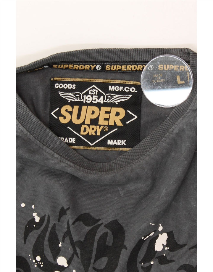 T-shirt grafica da uomo SUPERDRY Top grande grigio tie dye