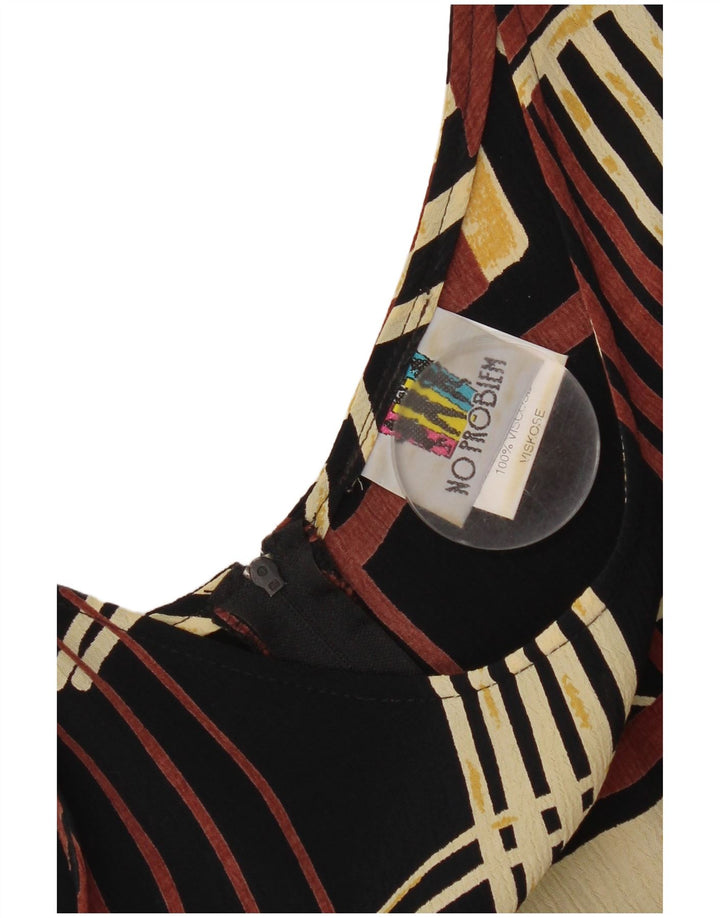 Abito a trapezio senza maniche da donna No Problem UK 18 XL Viscosa patchwork marrone
