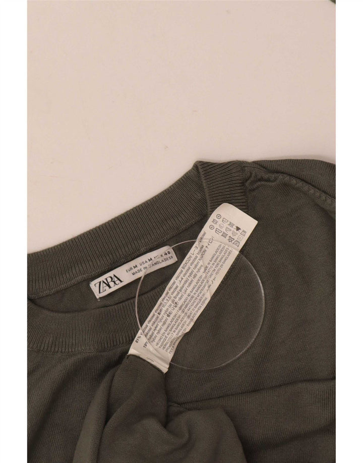 Maglione Zara da uomo girocollo in viscosa media kaki