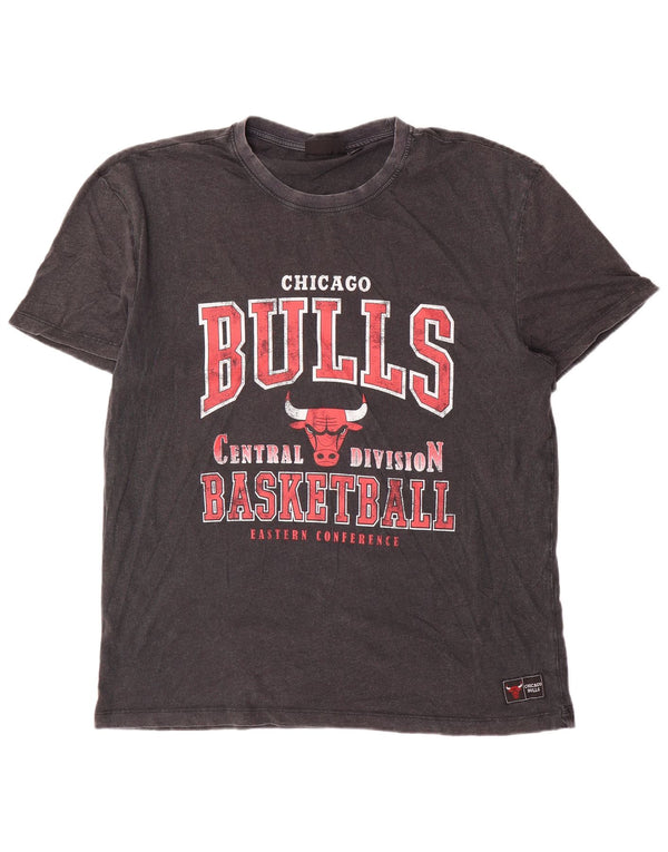 T-shirt grafica da uomo NBA Chicago Bulls, grande, in cotone grigio