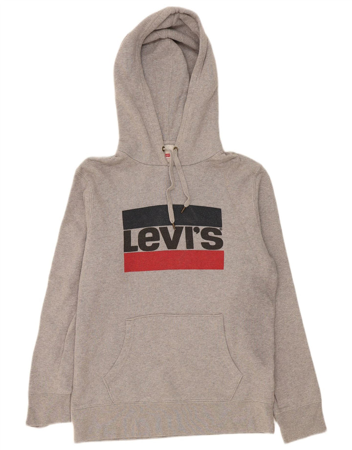 Maglione con cappuccio grafico da uomo Levi's in cotone chiazzato grigio medio