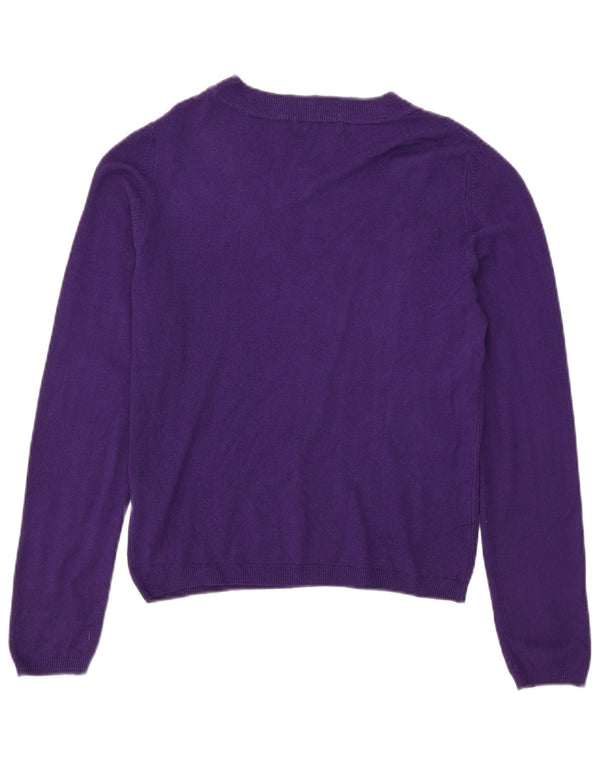 Zara Womens V-Neck Jumper Sweater UK 14 Large Purple Acrylic