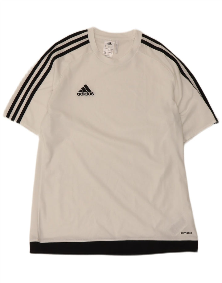 T-shirt Adidas Climalite da uomo Top in poliestere color block bianco medio