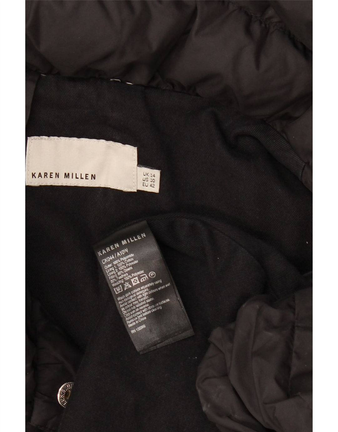 Cappotto imbottito da donna Karen Millen UK 14 Large Nero in poliammide