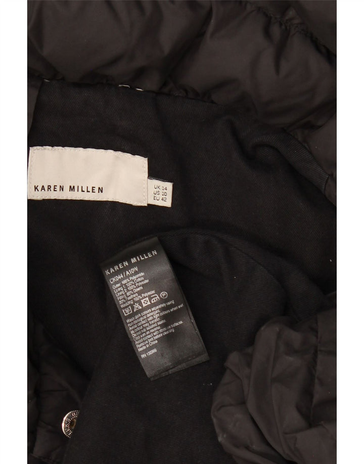 Cappotto imbottito da donna Karen Millen UK 14 Large Nero in poliammide