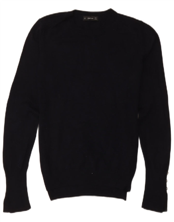 Maglione maglione girocollo da donna Zara UK 12 viscosa nera media
