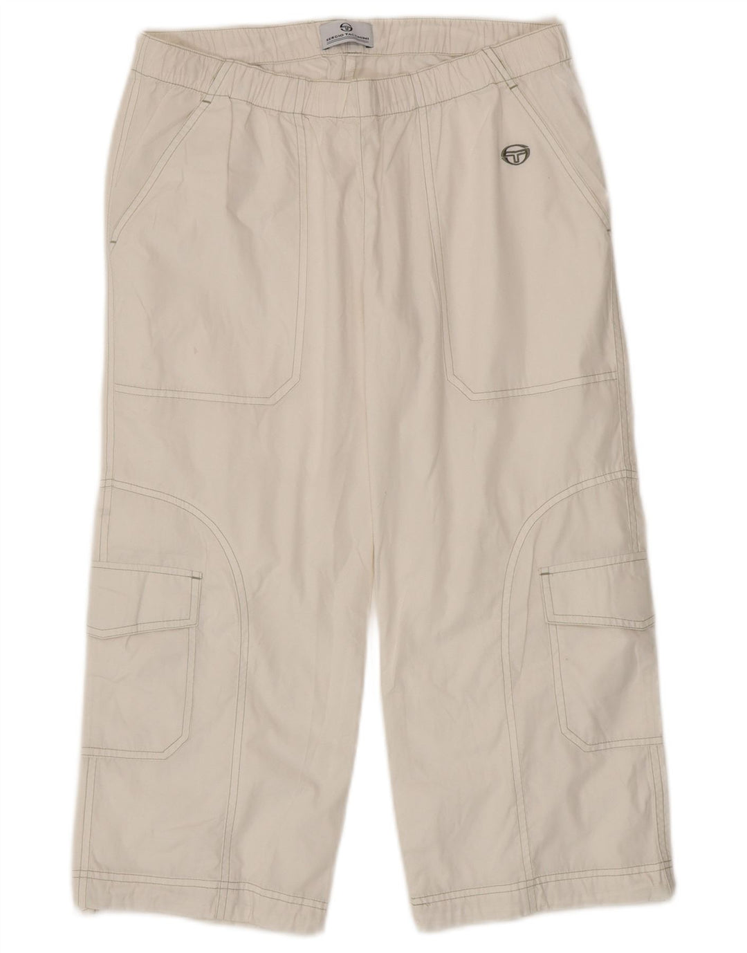 Pantaloni cargo Capri da donna Sergio Tacchini piccoli W27 L20 cotone bianco