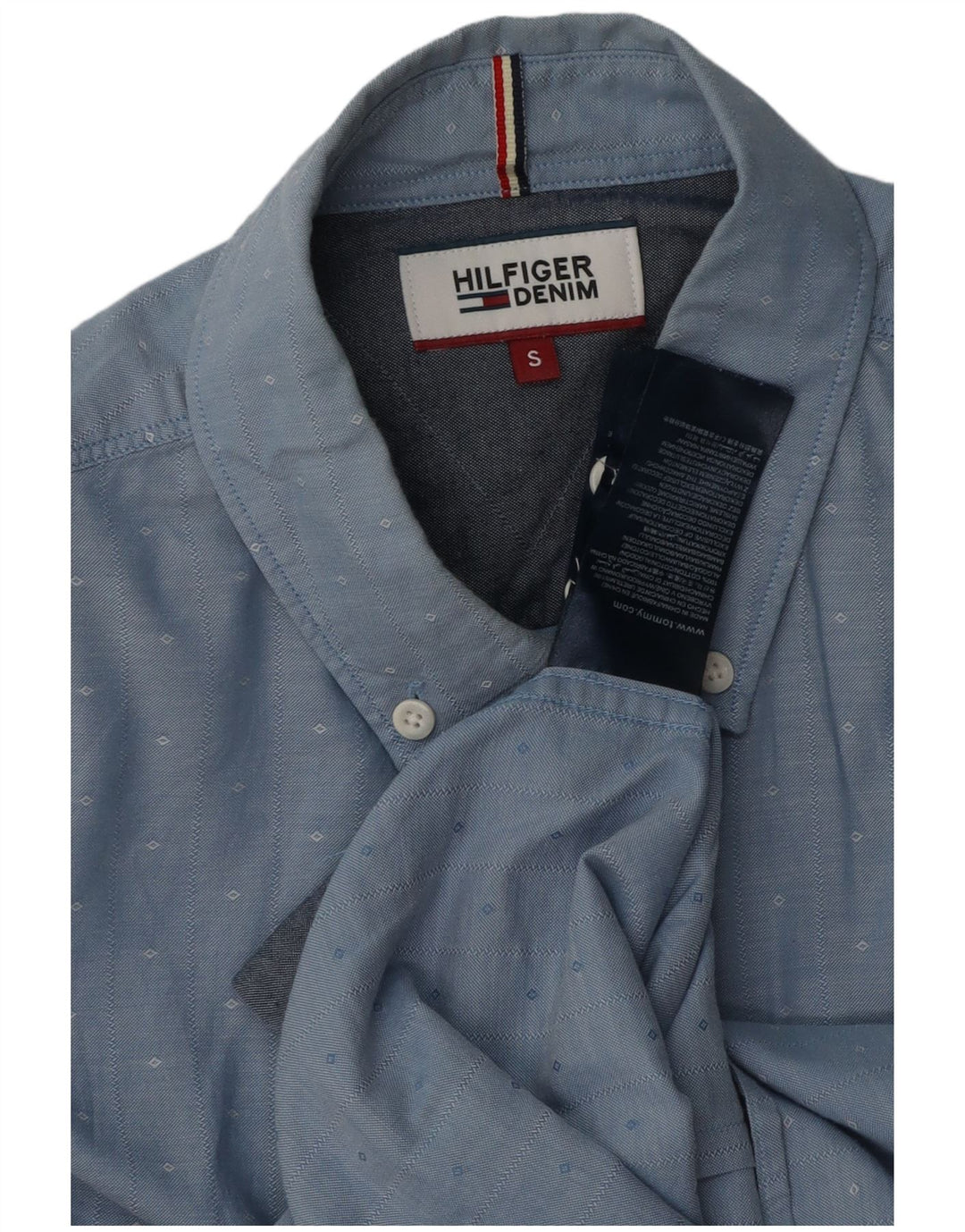 Camicia da uomo Tommy Hilfiger piccola in cotone maculato blu