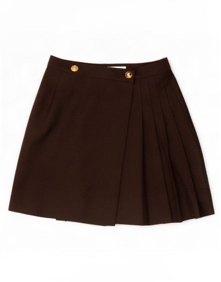 Gonna a portafoglio vintage da donna IT 42 media W28 viscosa marrone