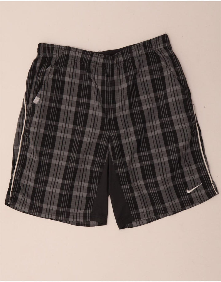 Pantaloncini sportivi Nike da uomo in poliestere a quadri grigio medio