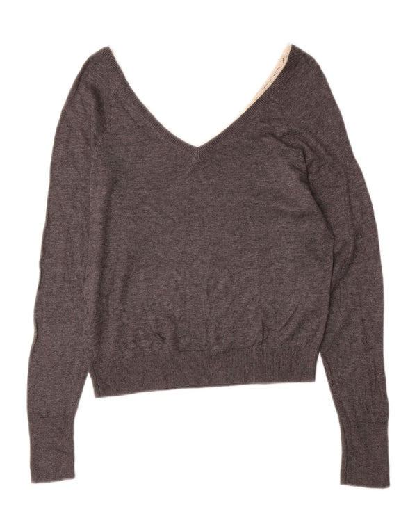Maglione con scollo a V da donna Zara UK 10 piccolo grigio