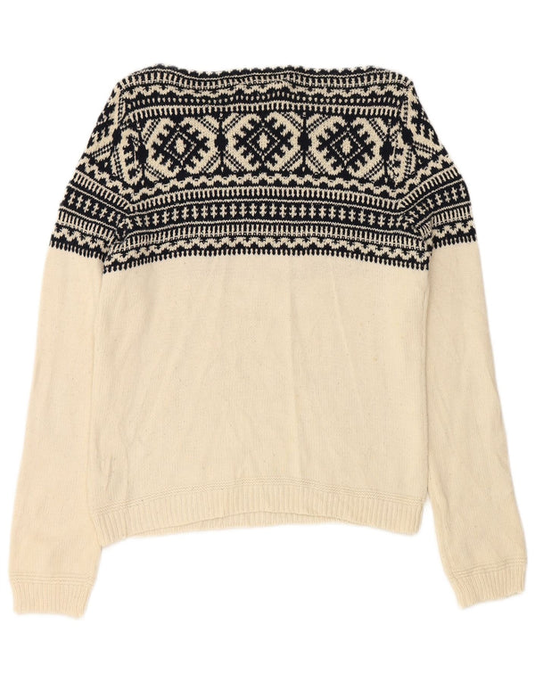 RALPH LAUREN Maglione da donna con scollo a barca UK 16 Large Bianco sporco