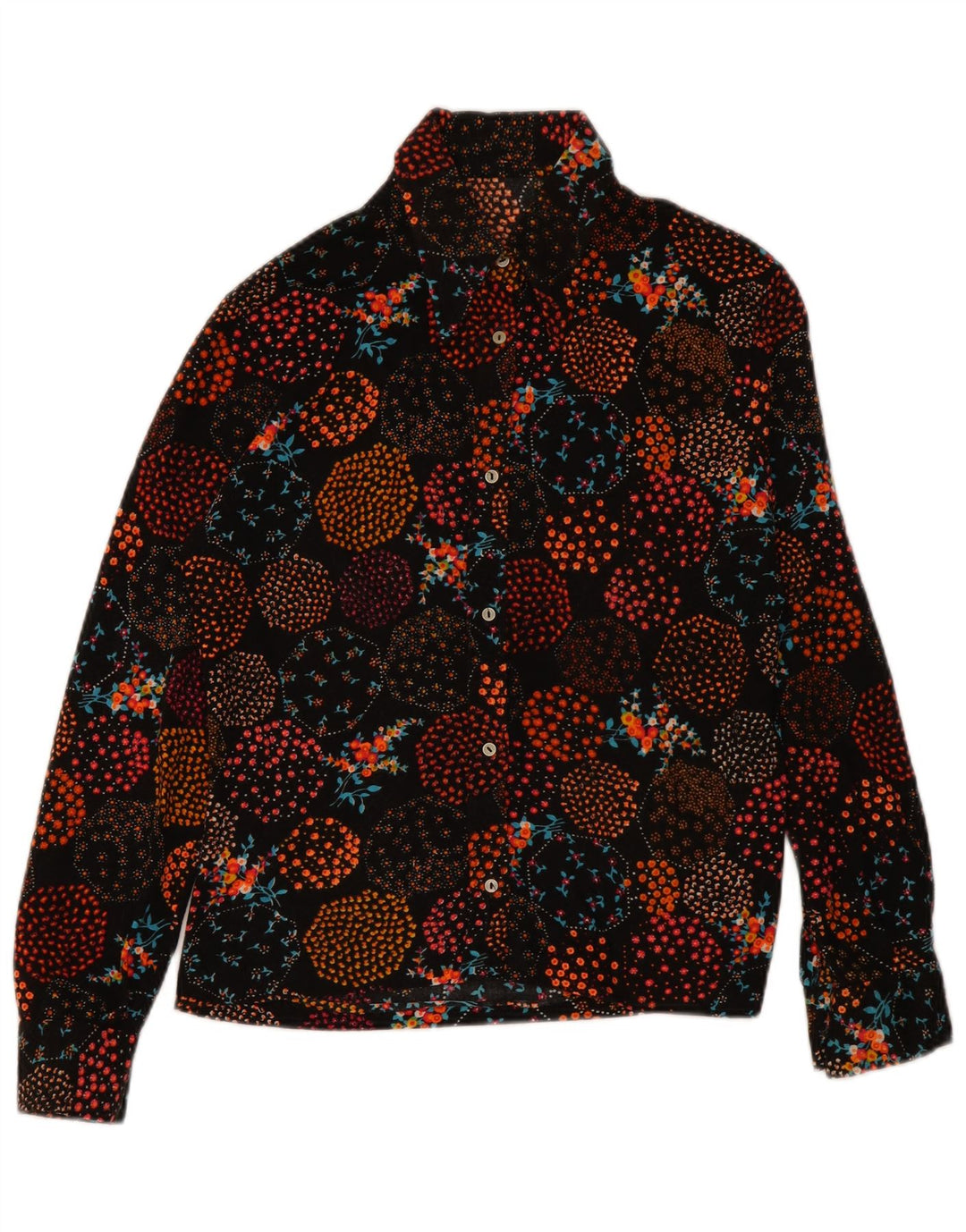 Camicia da donna vintage UK 16 grande floreale multicolore