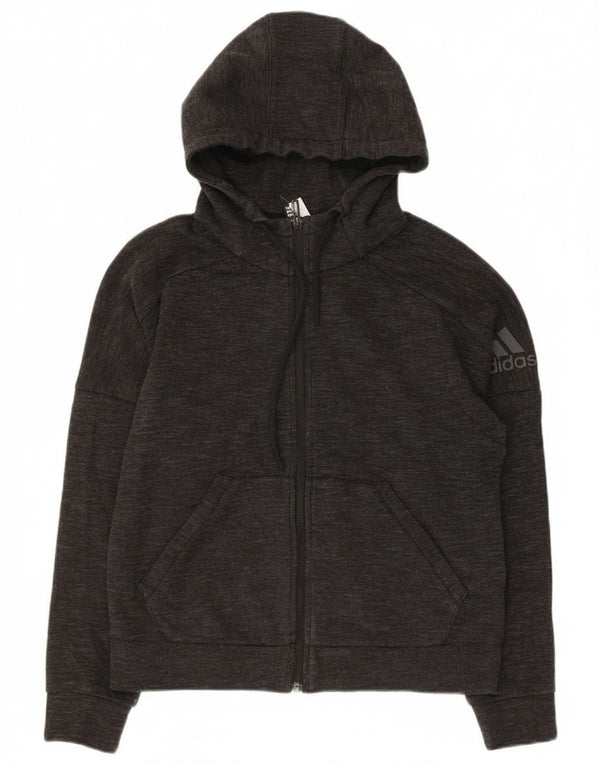 Maglione con cappuccio e zip oversize da donna Adidas UK 8/10 Piccolo grigio chiazzato