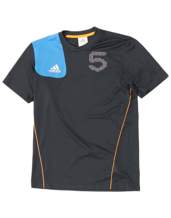 T-shirt grafica da uomo Adidas Top Small in poliestere color block blu navy