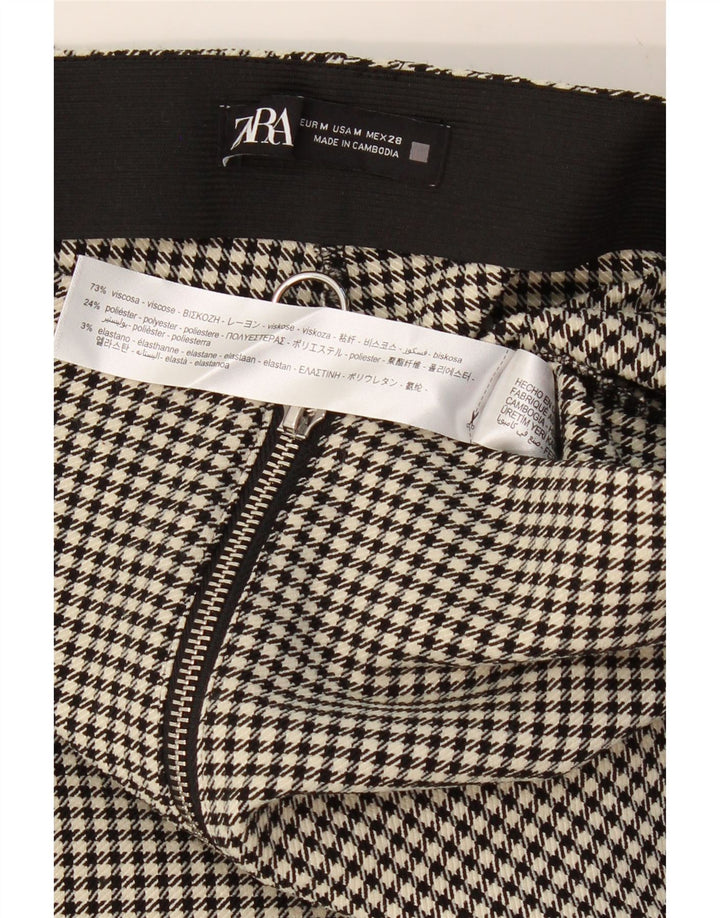 ZARA Womens Slim Casual Trousers Medium W28 L28 Black Houndstooth Viscose Vintage Zara and Second-Hand Zara from Messina Hembry 