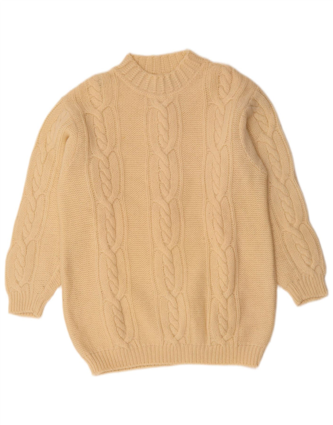 Maglione da donna Benetton con collo alto, UK 14, grande, in lana bianca