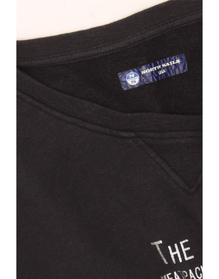 NORTH SAILS Womens Graphic Sweatshirt Jumper UK 16 Large Black Cotton Vintage North Sails and Second-Hand North Sails from Messina Hembry 
