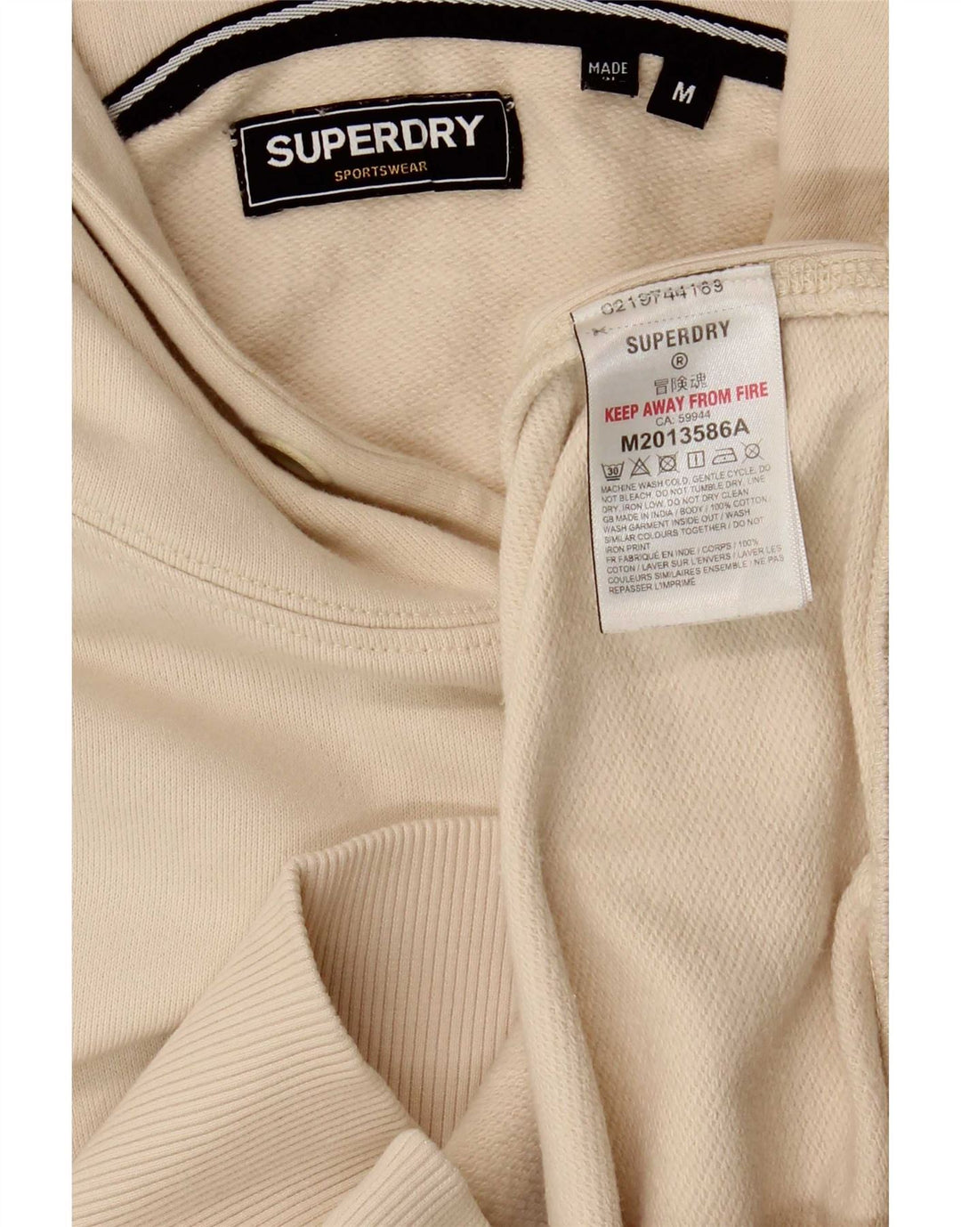 Maglione con cappuccio da uomo Superdry in cotone beige medio