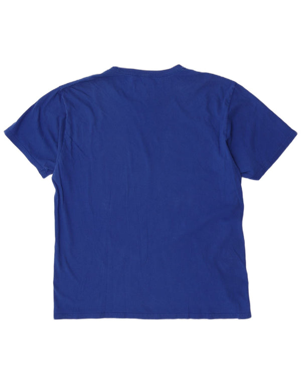T-shirt grafica da uomo Adidas Top XL in cotone blu