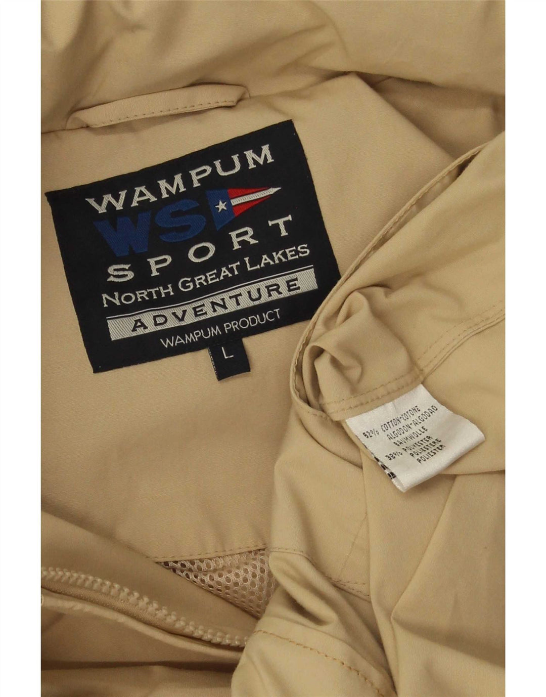 Giubbotto bomber con cappuccio da uomo Wampum UK 40 grande cotone beige