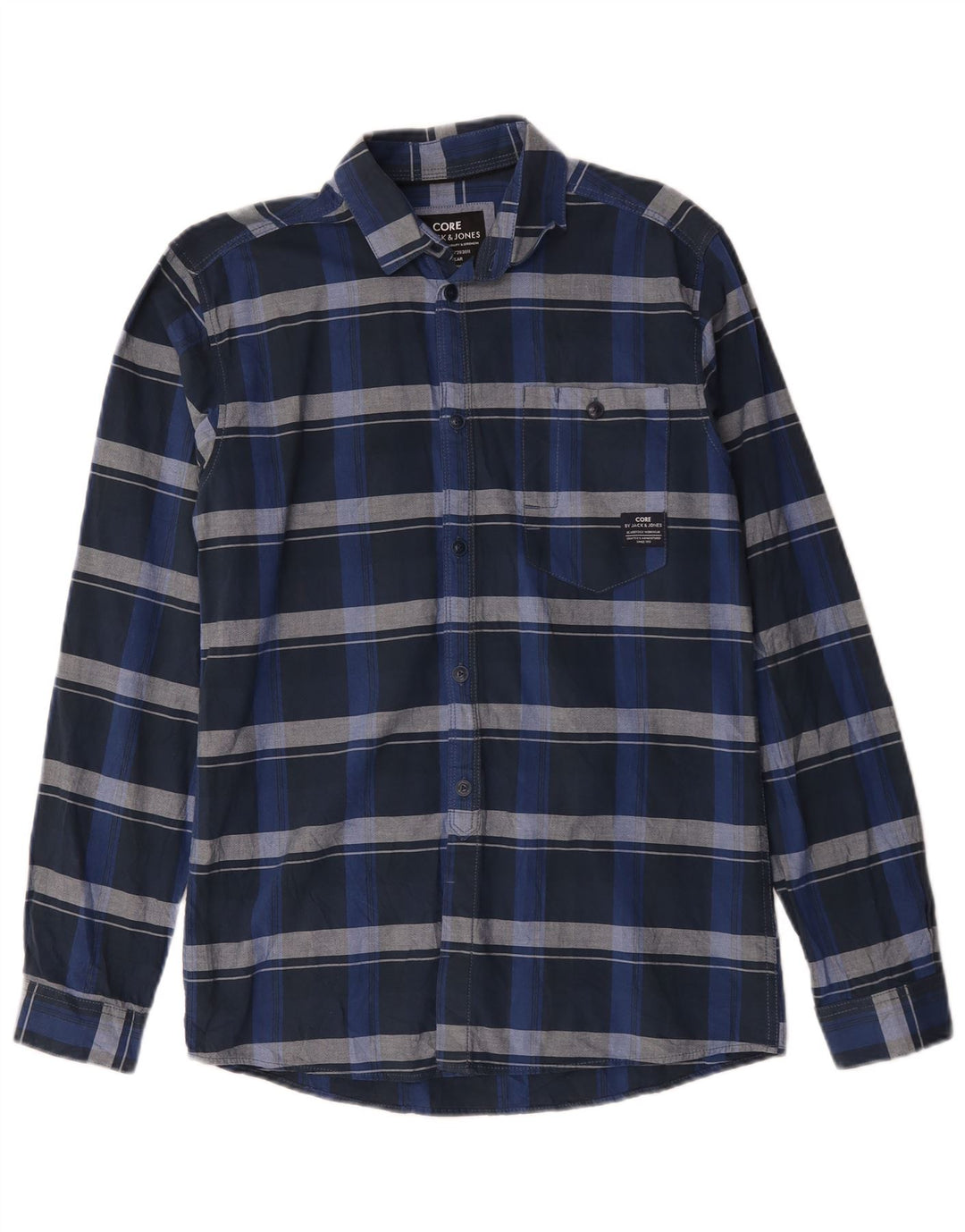 Camicia da uomo Jack & Jones piccola in cotone a quadri blu navy